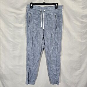 Athleta Cabo Linen Jogger Chambray Size 8 Elastic‎ Waist Pants Athleisure